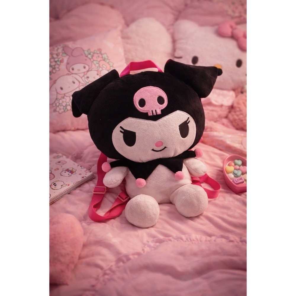 Sanrio Kuromi Plush Backpack Mini Black Pink Skull Cute Kawaii 2024